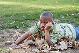 Young African American Boy Having Fun in the Park.