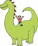 Child rides a dinosaur