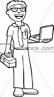 Computer Technician - black and white