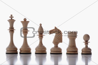 chess - collection of whire chess pieces isolated on white background