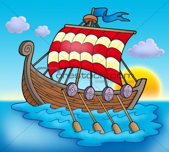 Viking boat on sea