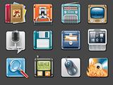 Vector universal square icons. Part 3 (gray background)