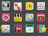 Vector universal square icons. Part 4 (gray background)