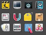 Vector universal square icons. Part 5 (gray background)