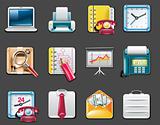Vector universal square icons. Part 9. Business and office (gray background)