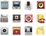 Vector universal square icons. Part 7. Media and communications (white background)