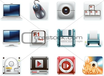 Vector universal square icons. Part 8. Computers (white background)