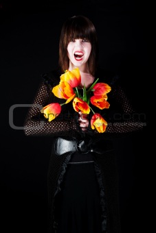 Vampire with Plastic Flowers
