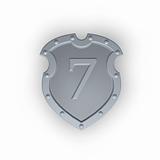 number seven on metal shield