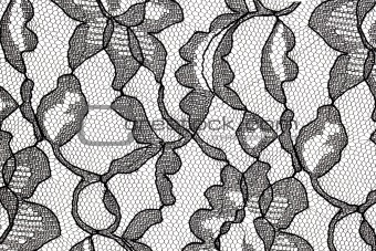 black lace fabric with flower pattern