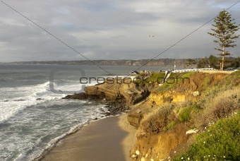 San Diego Beach with Pacific Ocean Waves