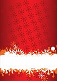 Red winter background with snowflakes