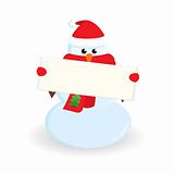 Cute little snowman with banner for your text