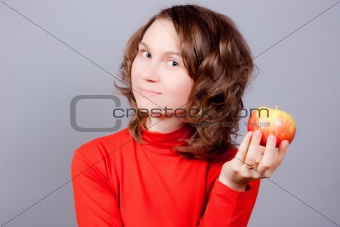 Young women with apple