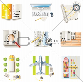 Vector freight transportation and logistic service icon set. Part 1