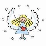 angel with heart vector illustration