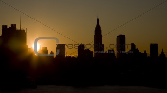 Manhattan skyscrapers at Sunrise