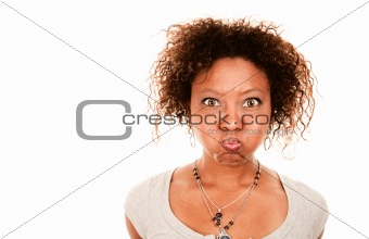 Pretty African American Woman Making Silly Face