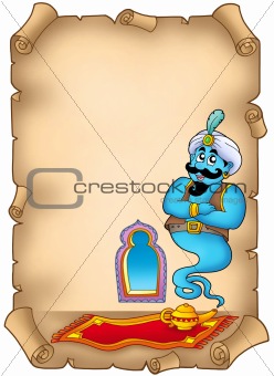 Old parchment with genie