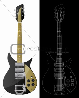Isolated image of the guitars. Vector illustration.