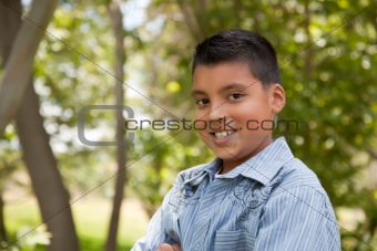 Handsome Young Hispanic Boy Having Fun in the Park.
