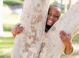 Young African American Boy Having Fun In The Park.