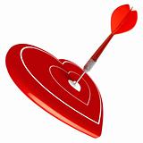 love, dart hitting the center of a heart, valentine's day, arrow
