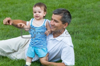 father and his son in the park