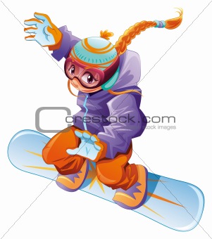 Young snowboarder girl.