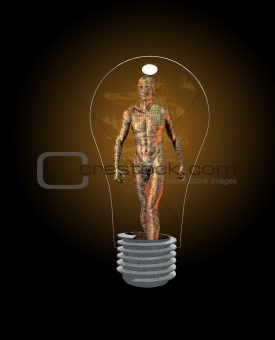 Technology Man Inside Lightbulb
