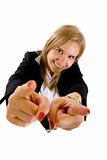 young businesswoman pointing
