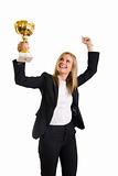  businesswoman winning a cold cup