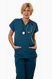 Friendly attractive healthcare worker doctor nurse