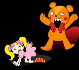 Girl and Horror Teddy Bear