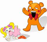 Girl and Horror Teddy Bear