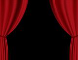 Red curtain in theater. Vector