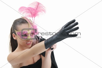 woman with glove