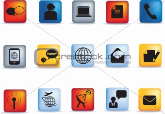communication icon button set