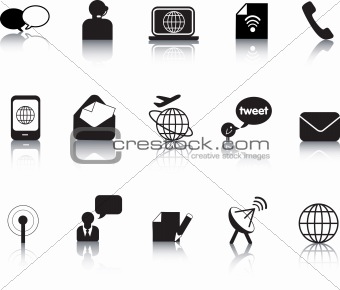 communication icon silhouette set