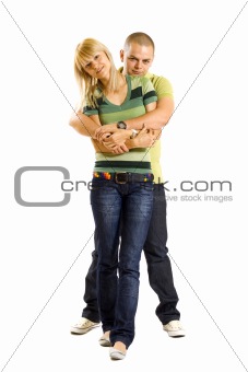 Young couple isolated on white background