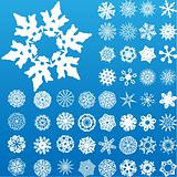 Set of 49 highly detailed complex snowflakes.