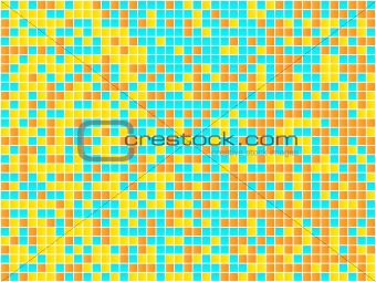 Orange, Yellow and Blue Mosaic. Vector Image