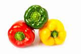 colored peppers on white background