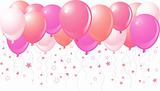 Pink balloons flying up