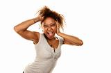 Pretty African-American Woman Screaming Playfully
