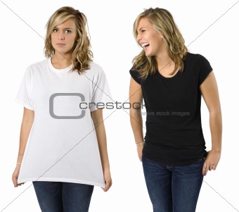 Female with blank shirts