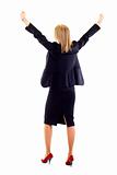 Businesswoman with arms raised