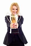 picture of an attractive businesswoman winning