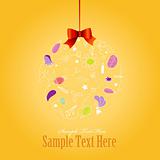 Christmas decoration on yellow background. Vector