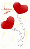 Two red heart baloons